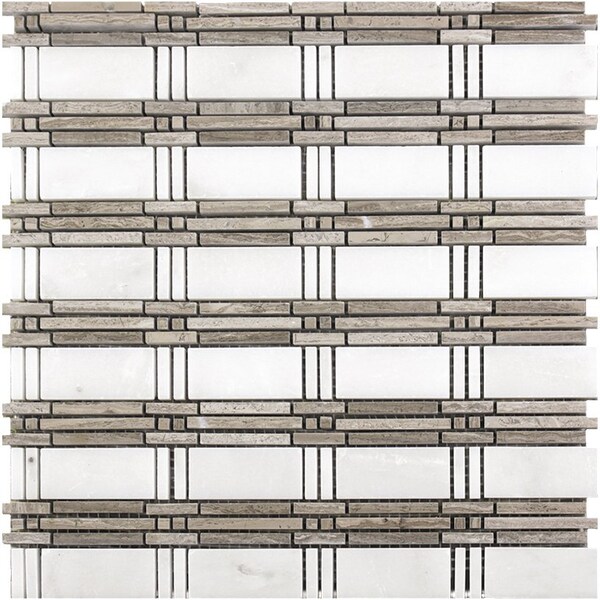 Apollo Tile Steccato Beige And White Mosaic 5 sq.ft 12 in. x12 in. Marble Tile, 5PK APLKB99P31EC30 - main